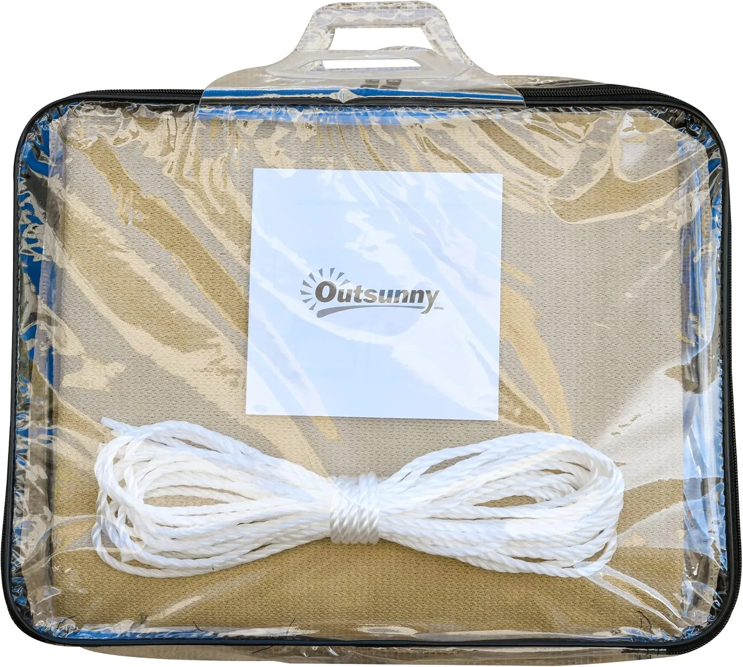 Outsunny 24' x 24' Sun Shade Sail Canopy Outdoor Shade Sail Cloth for Patio Deck Yard with D-Rings and Rope Included, Sand