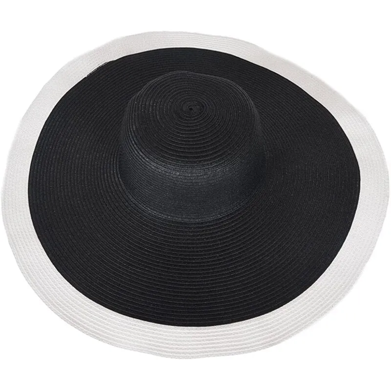 Oversized 70cm Wide Brim Straw Sun Hat - UV Protection & Foldable