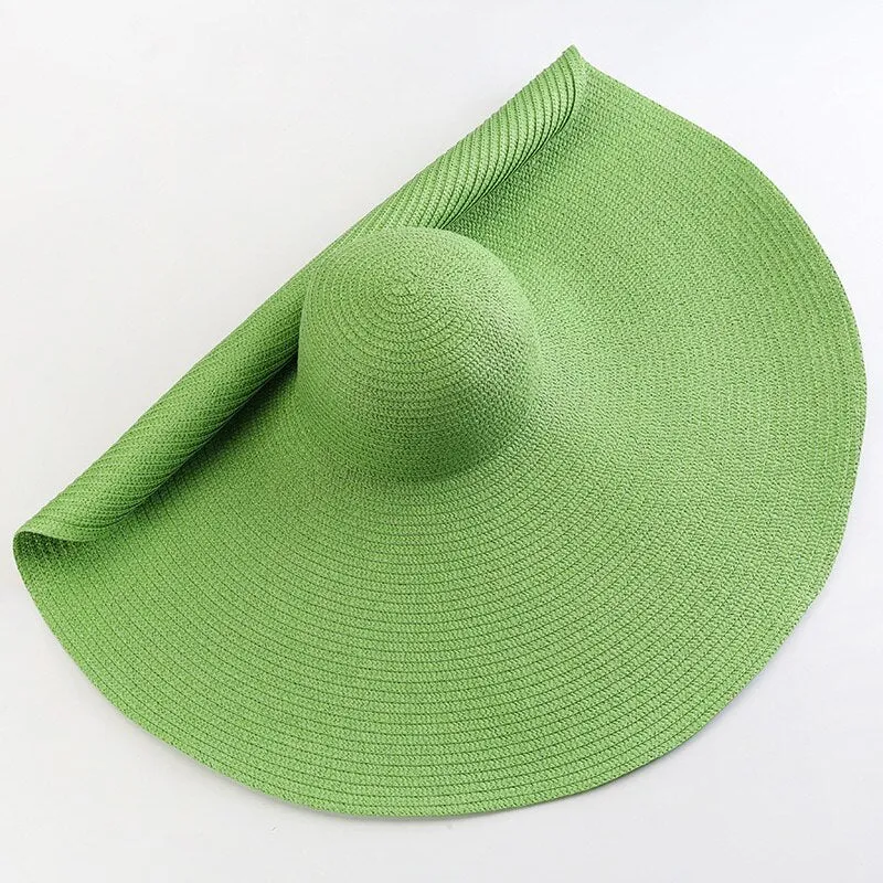 Oversized 70cm Wide Brim Straw Sun Hat - UV Protection & Foldable