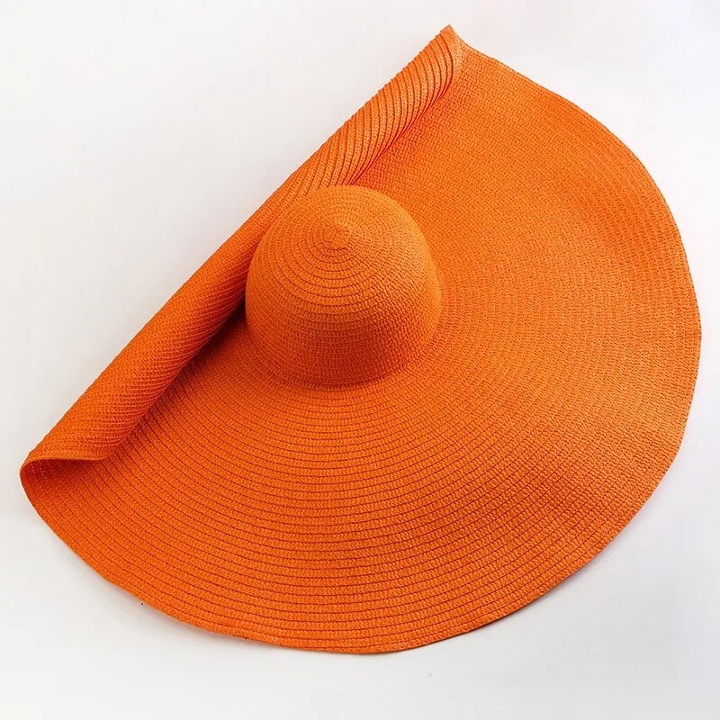 Oversized 70cm Wide Brim Straw Sun Hat - UV Protection & Foldable