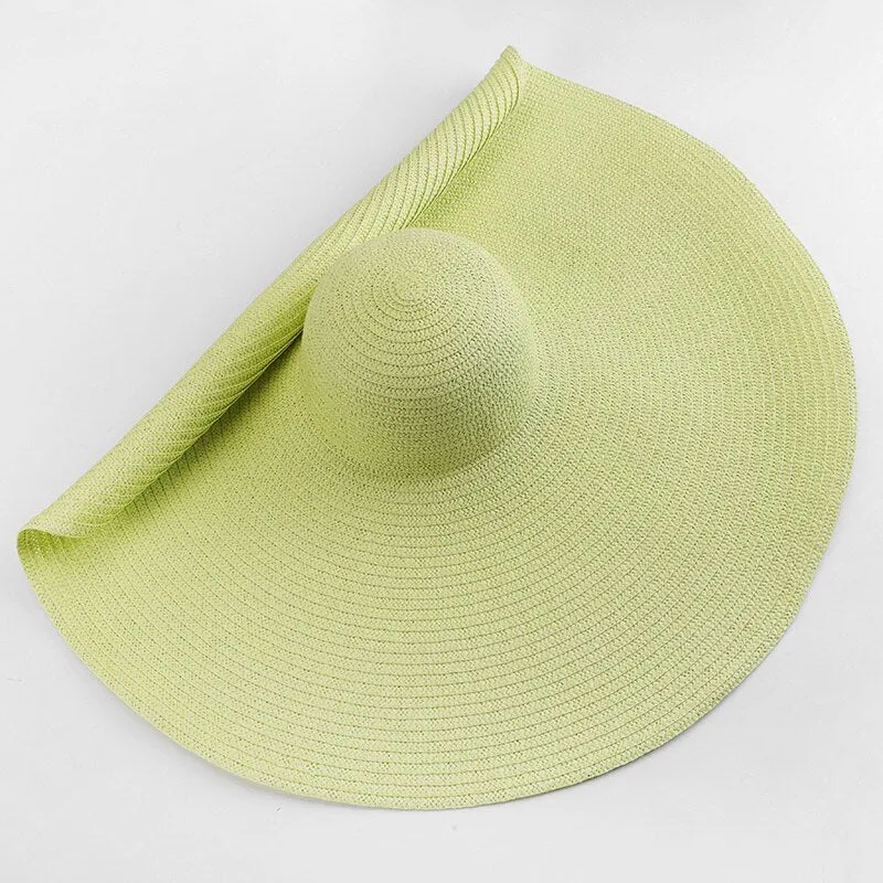 Oversized 70cm Wide Brim Straw Sun Hat - UV Protection & Foldable