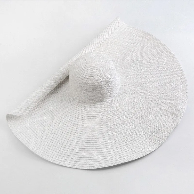 Oversized 70cm Wide Brim Straw Sun Hat - UV Protection & Foldable
