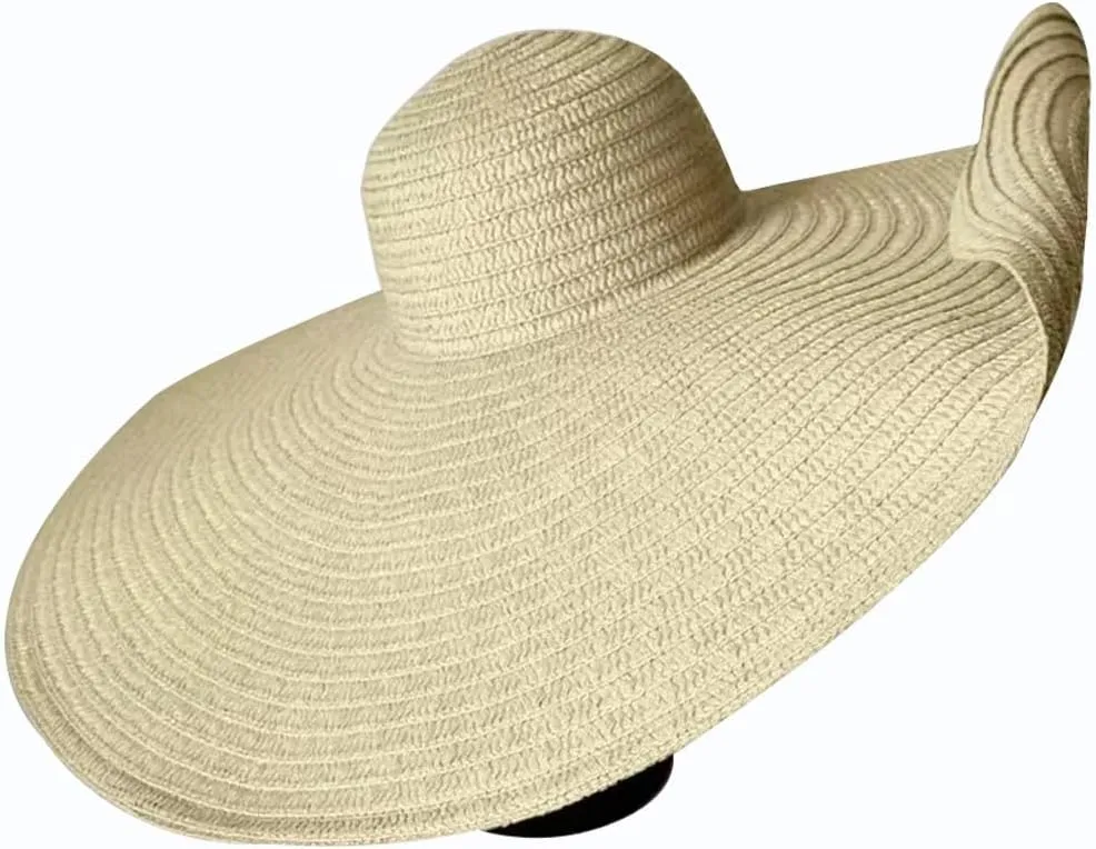 Oversized Beach Straw Hats for Women Extra Large Wide Brim Beach Hat Foldable Roll up Floppy Sun Hat