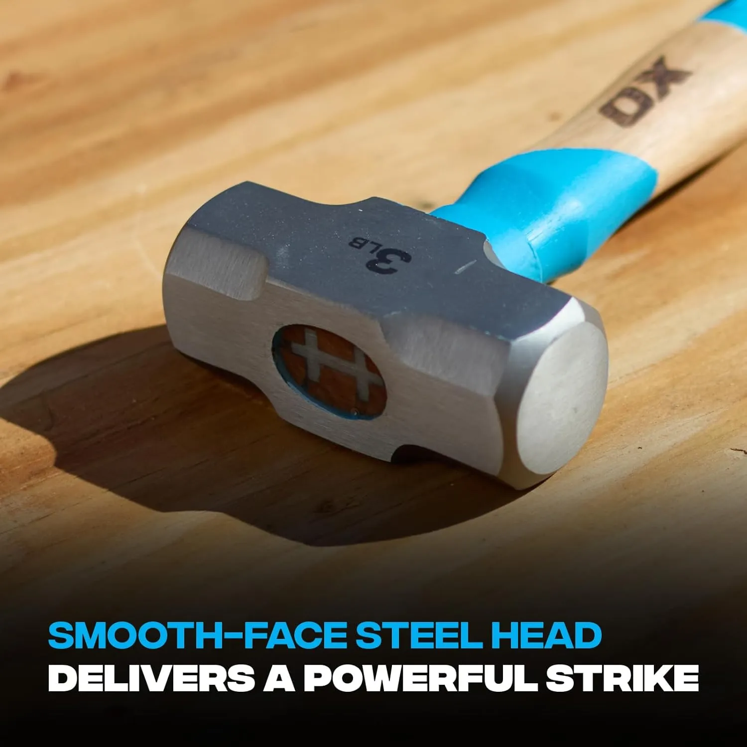 OX Tools 3lb Club Hammer Straight Hickory Handle with TPR Grip Mini Sledge Hammer Heavy Duty Handle Demolition Hammer Real Steel Hammer Head OX-P089403