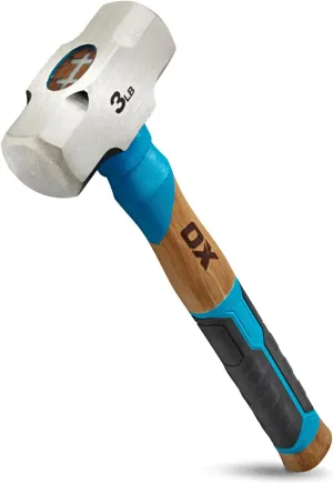 OX Tools 3lb Club Hammer Straight Hickory Handle with TPR Grip Mini Sledge Hammer Heavy Duty Handle Demolition Hammer Real Steel Hammer Head OX-P089403