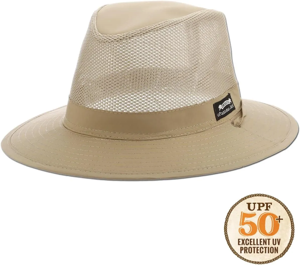 Panama Jack Nylon Mesh Safari Hat - Lightweight, UPF (SPF) 50  Sun Protection, 2 1/2" Big Brim, Chin Strap