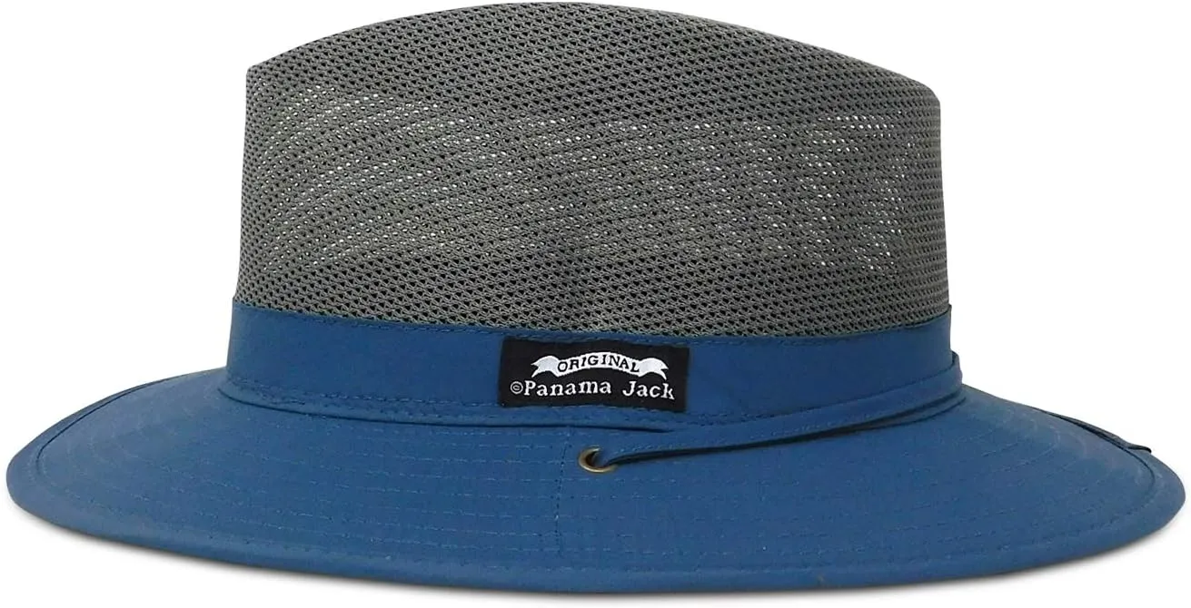 Panama Jack Nylon Mesh Safari Hat - Lightweight, UPF (SPF) 50  Sun Protection, 2 1/2" Big Brim, Chin Strap