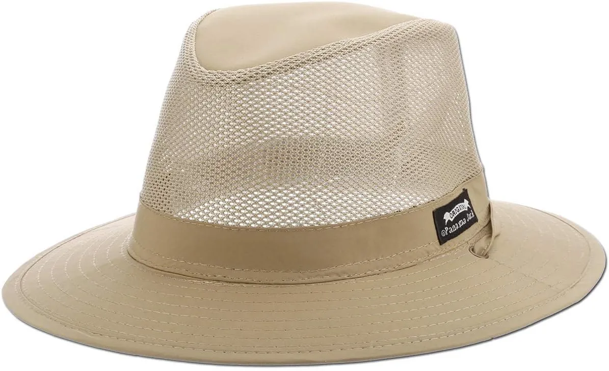 Panama Jack Nylon Mesh Safari Hat - Lightweight, UPF (SPF) 50  Sun Protection, 2 1/2" Big Brim, Chin Strap