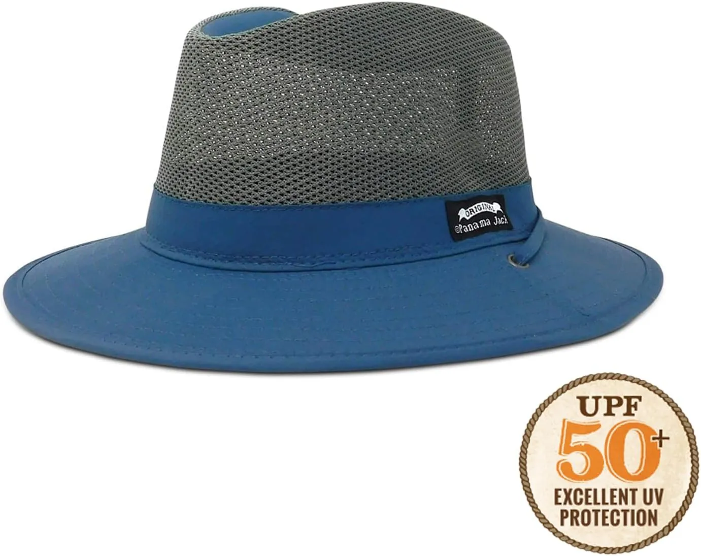 Panama Jack Nylon Mesh Safari Hat - Lightweight, UPF (SPF) 50  Sun Protection, 2 1/2" Big Brim, Chin Strap
