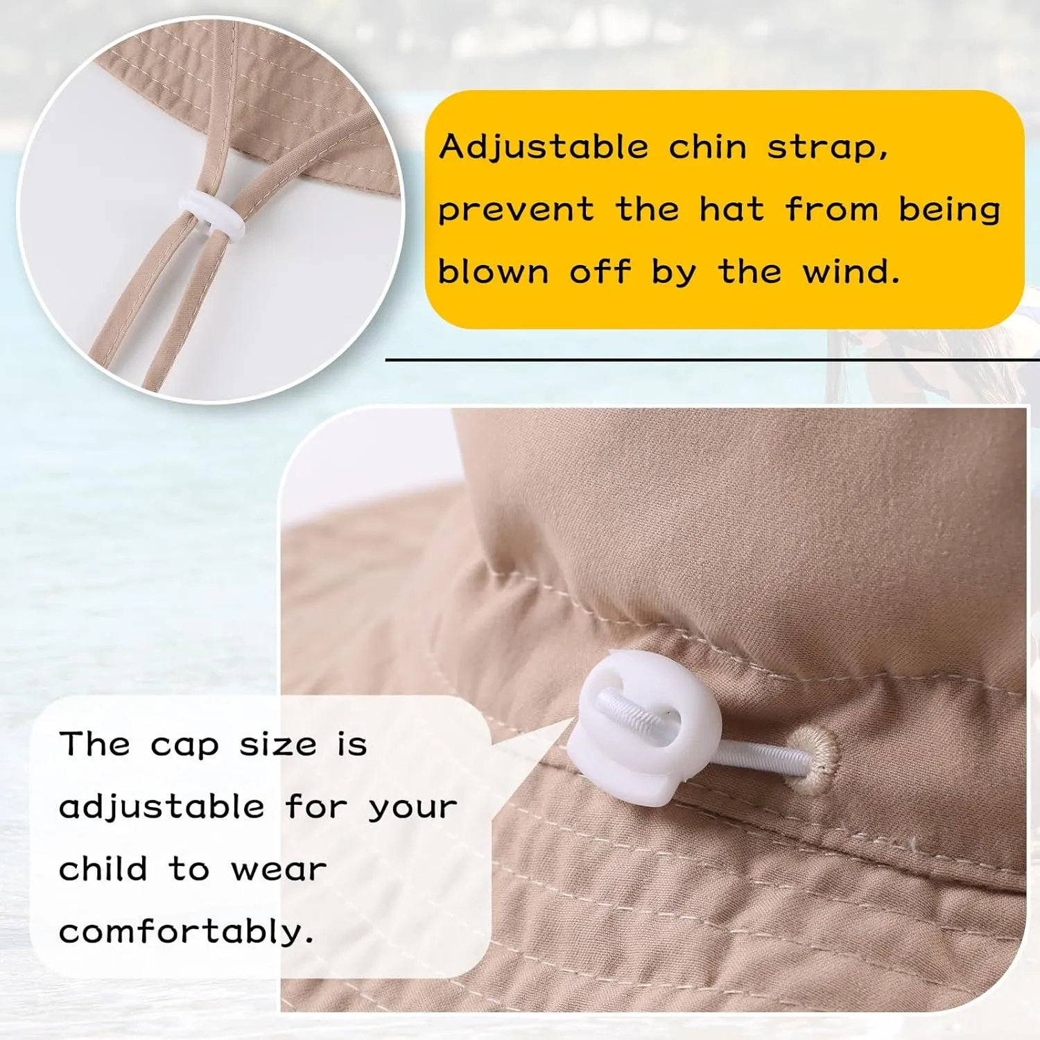 Peecabe Summer Baby Sun Hat for Boys Girls UPF 50  Wide Brim Toddle Bucket Hat Adjustable Baby Beach Cap 0-8 Years