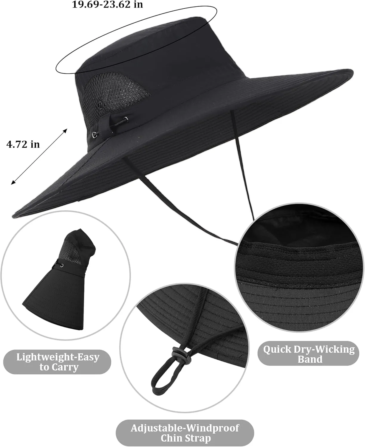 Peicees Fishing Hat, UPF 50  Wide Brim Sun Hat for Women Safari Hats Hiking Hats Sun Hats with UV Protection
