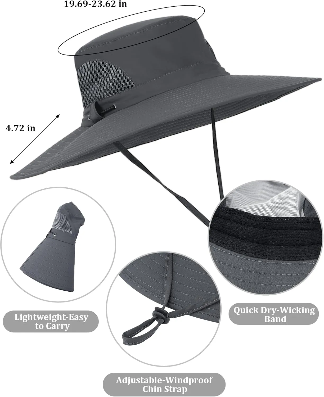 Peicees Fishing Hat, UPF 50  Wide Brim Sun Hat for Women Safari Hats Hiking Hats Sun Hats with UV Protection