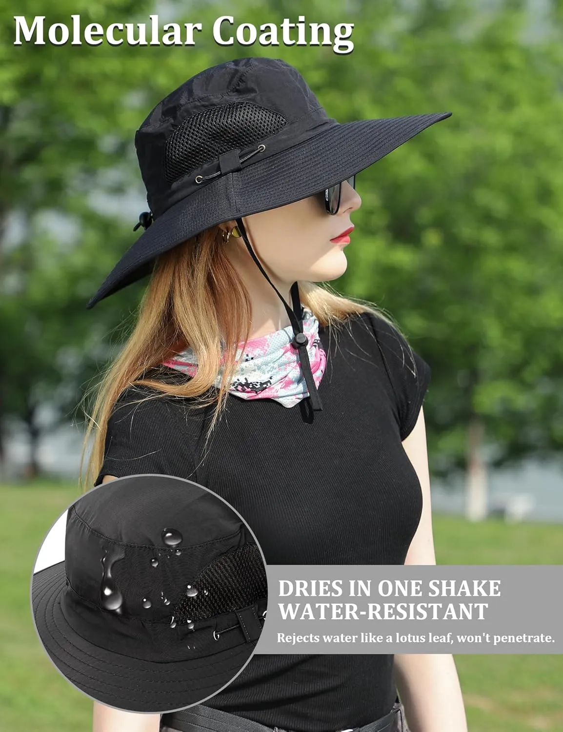 Peicees Fishing Hat, UPF 50  Wide Brim Sun Hat for Women Safari Hats Hiking Hats Sun Hats with UV Protection