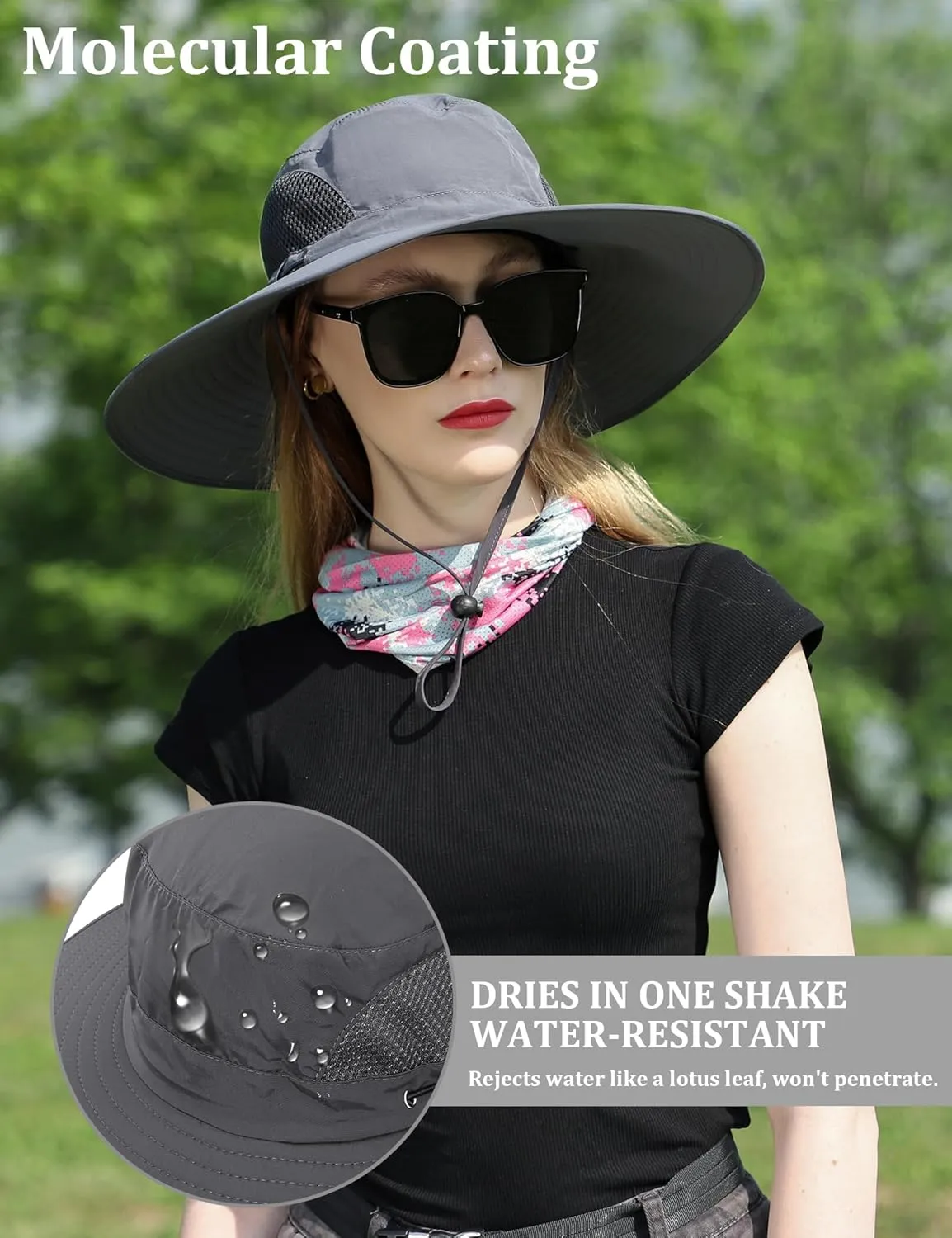 Peicees Fishing Hat, UPF 50  Wide Brim Sun Hat for Women Safari Hats Hiking Hats Sun Hats with UV Protection