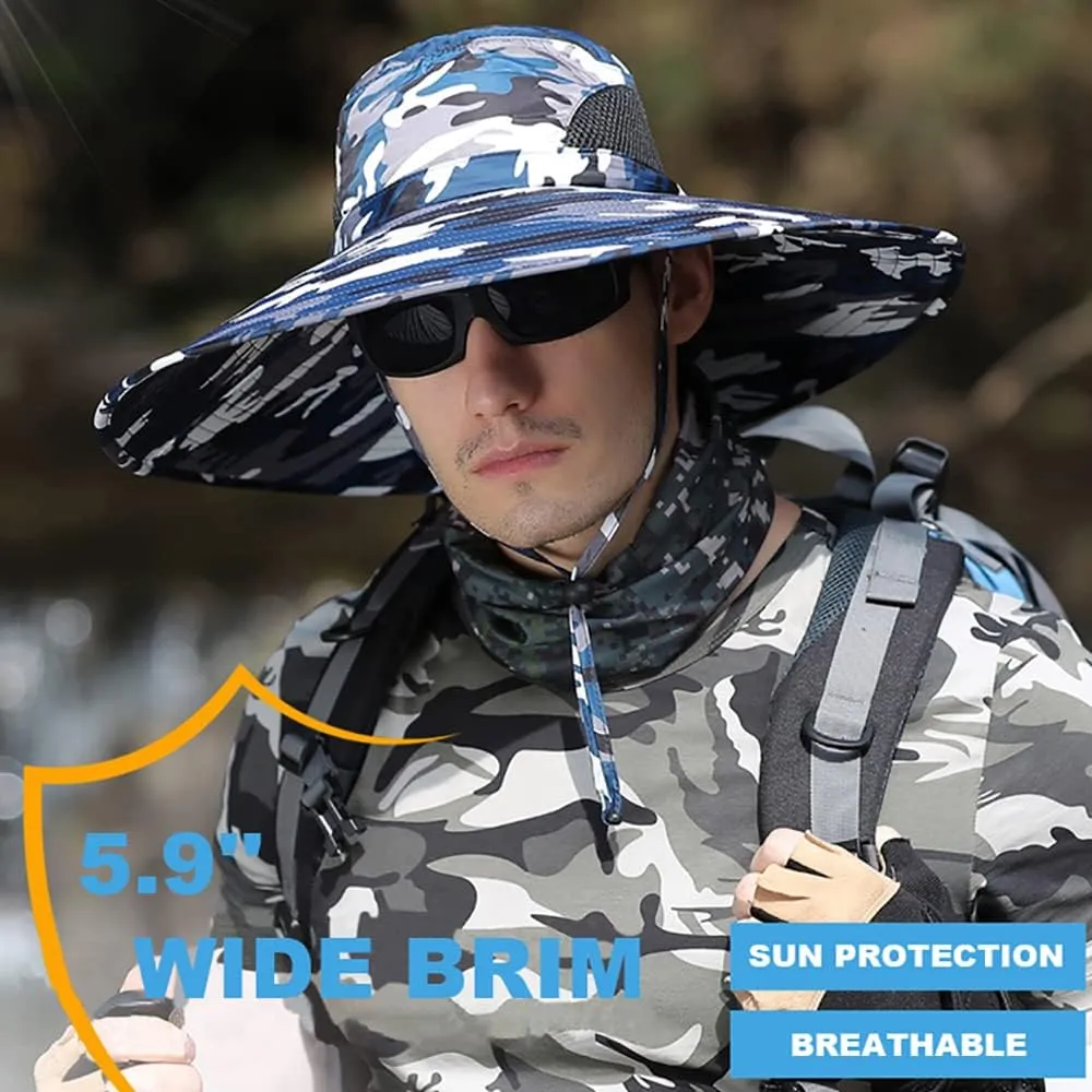 Peicees Super Wide Brim Sun Hat UPF 50  UV Waterproof Fishing Hat for Men Women