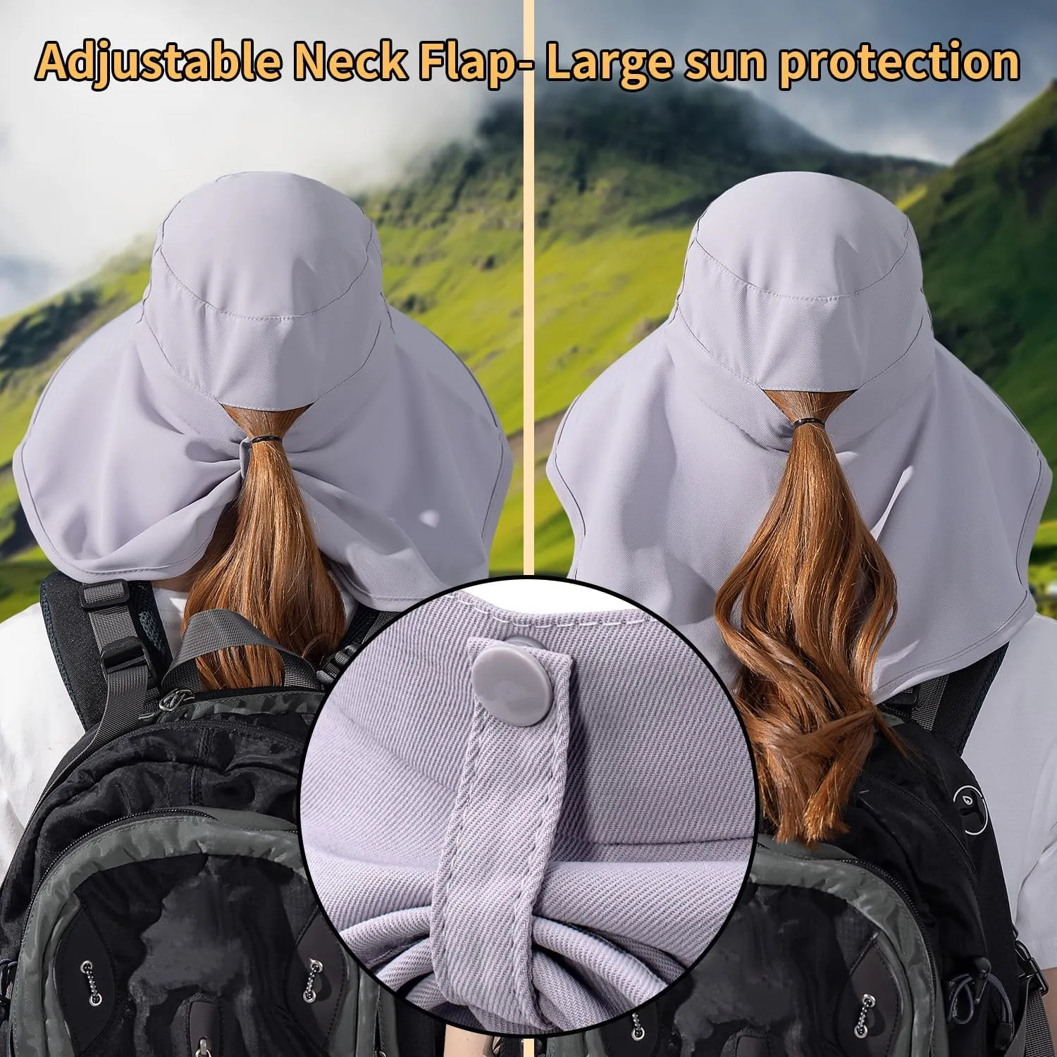 Peicees UPF 50  Waterproof Fishing Hat with Wide Brim & Neck Flap - UV Protective Summer Sun Hat for Men Women Fishing Gear