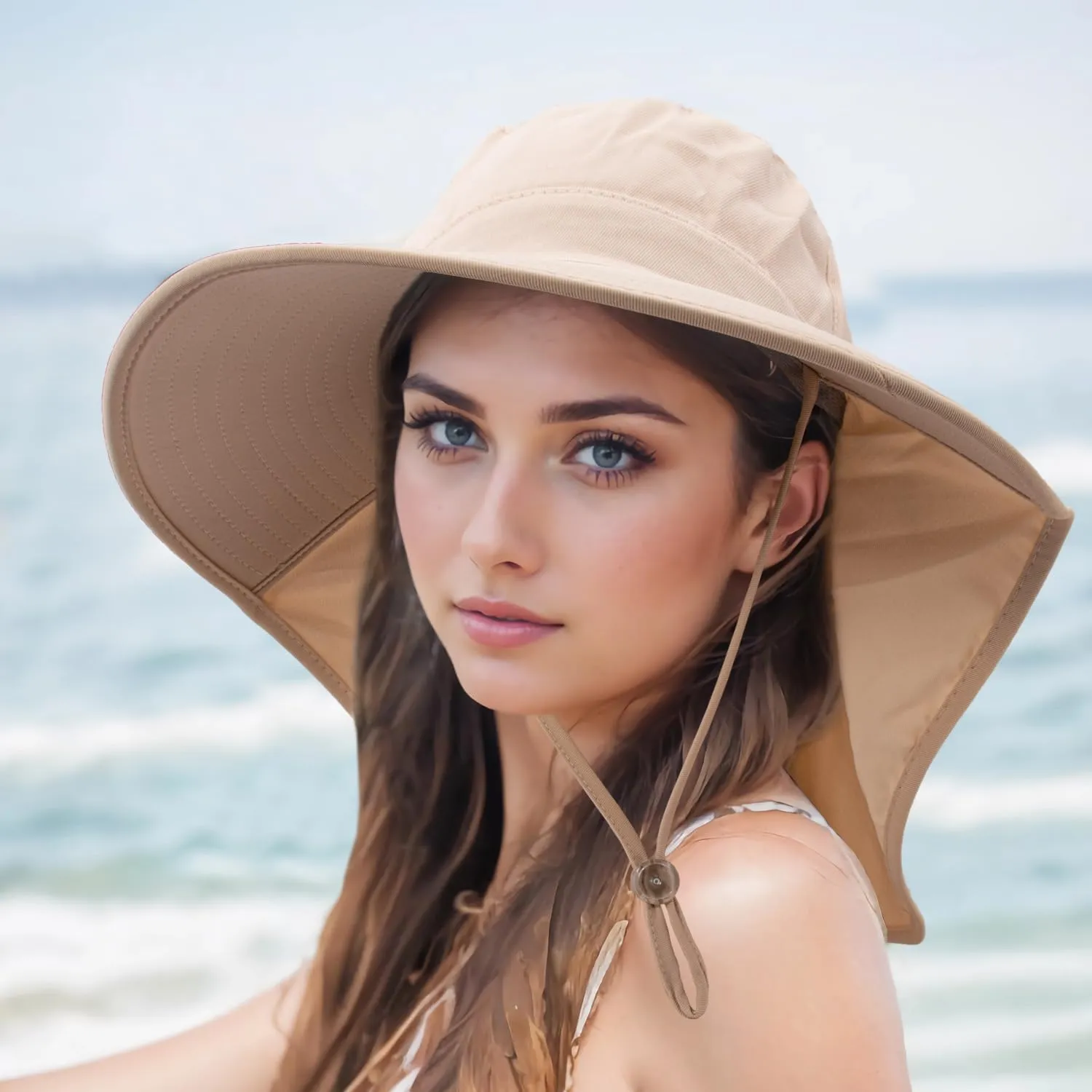 Peicees UPF 50  Waterproof Fishing Hat with Wide Brim & Neck Flap - UV Protective Summer Sun Hat for Men Women Fishing Gear