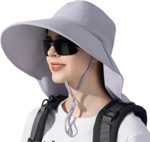 Peicees UPF 50  Waterproof Fishing Hat with Wide Brim & Neck Flap - UV Protective Summer Sun Hat for Men Women Fishing Gear