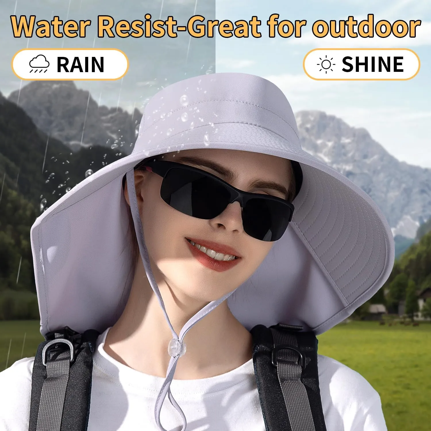 Peicees UPF 50  Waterproof Fishing Hat with Wide Brim & Neck Flap - UV Protective Summer Sun Hat for Men Women Fishing Gear