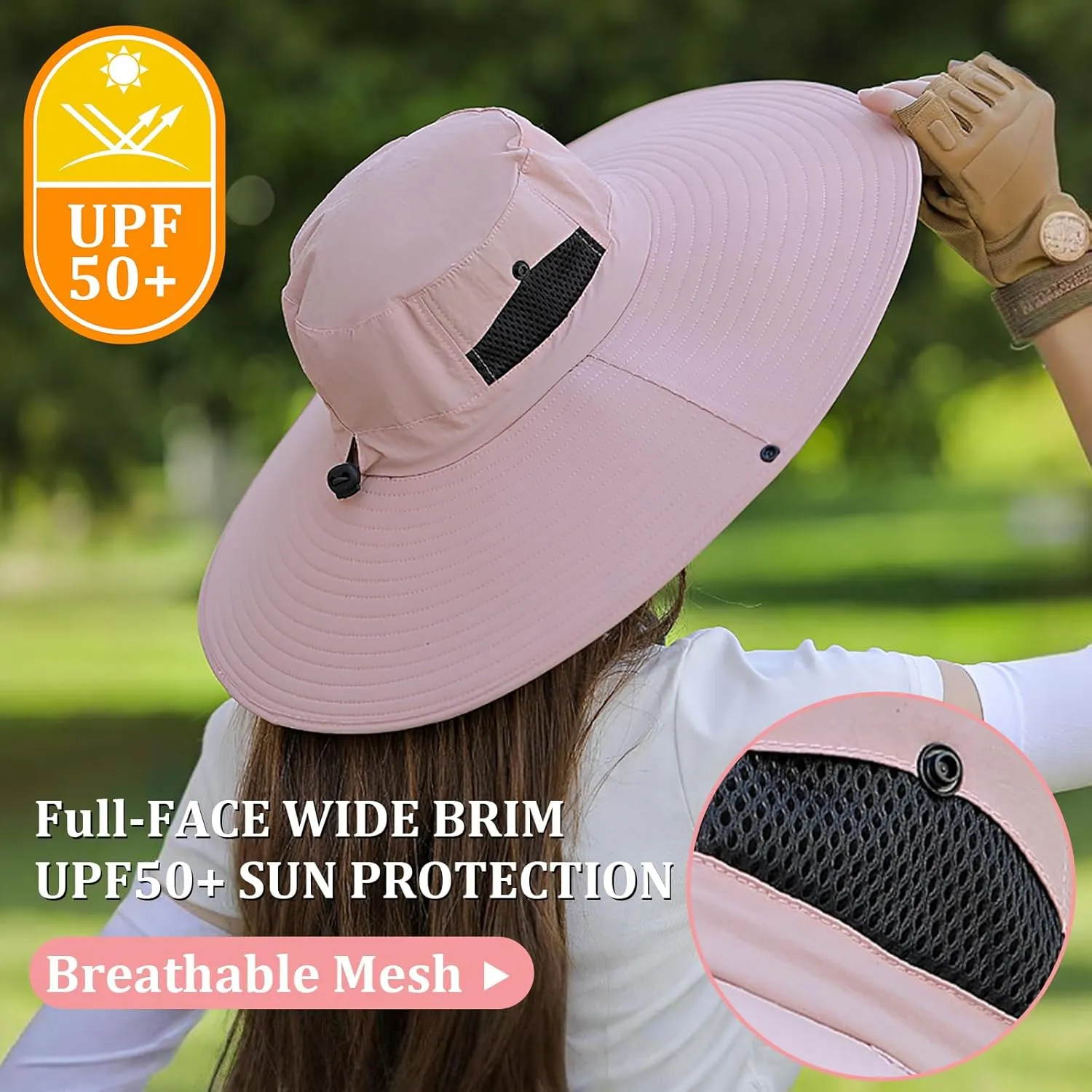 Peicees Women Wide Brim Sun Hat UPF50  Waterproof Bucket Hat for Fishing Hiking Camping