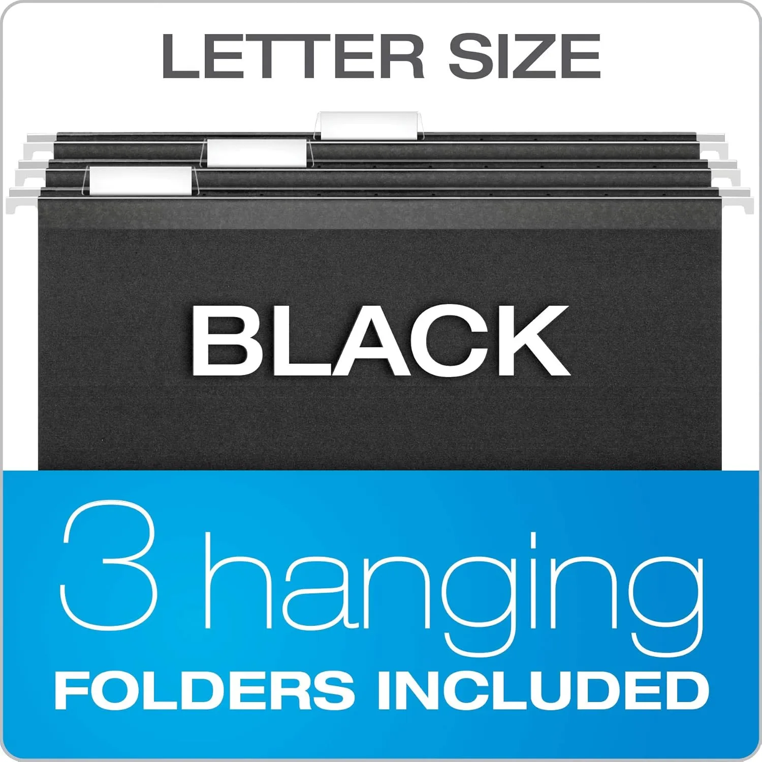Pendaflex Portable File Box with File Rails, Hinged Lid with Double Latch Closure, Granite, 3 Black Letter Size Hanging Folders Included (41747AMZ)