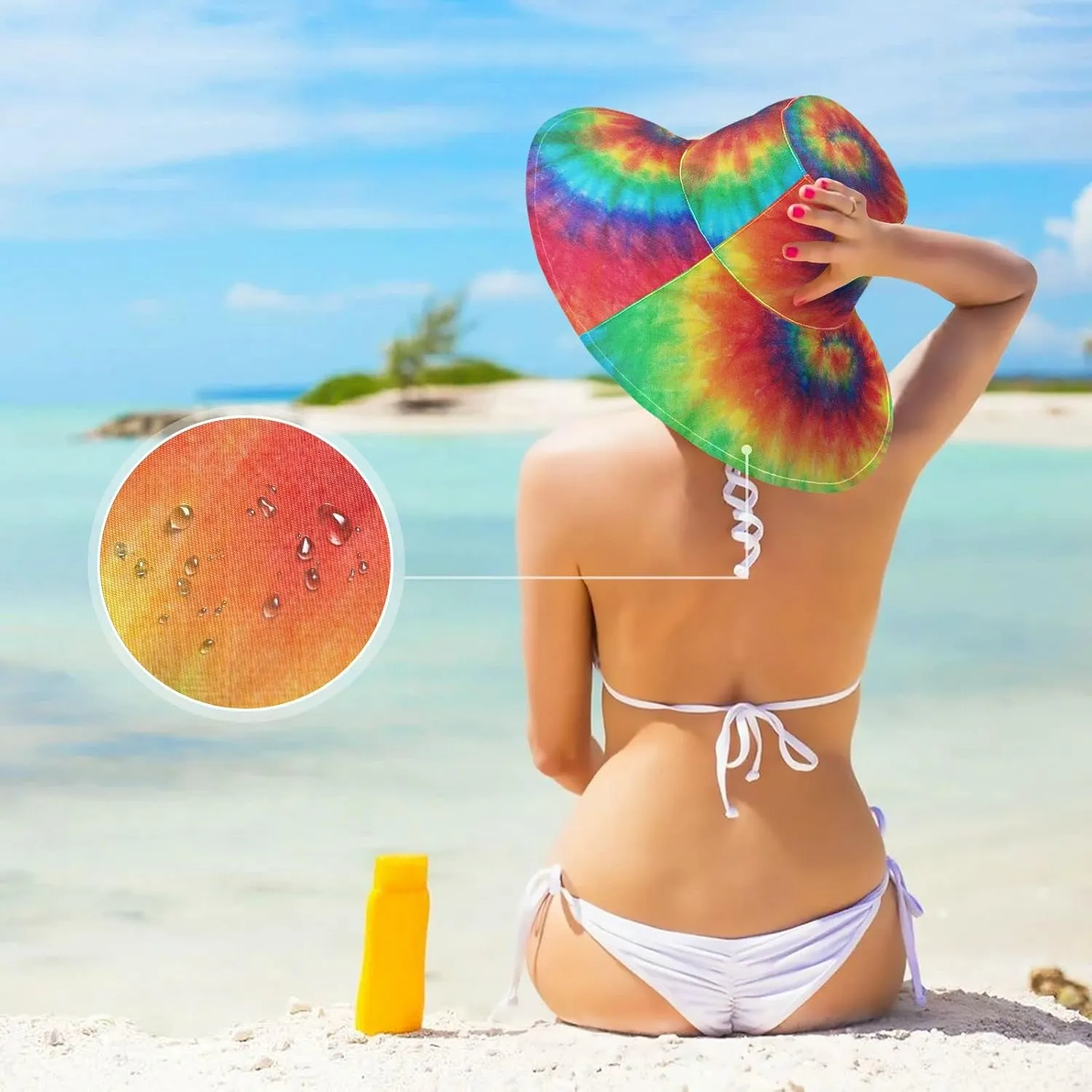 Pfrewn Women's Summer Wide Brim Sun Hats Waterproof Foldable Sun UV Protection Hat Gardening Hat for Garden