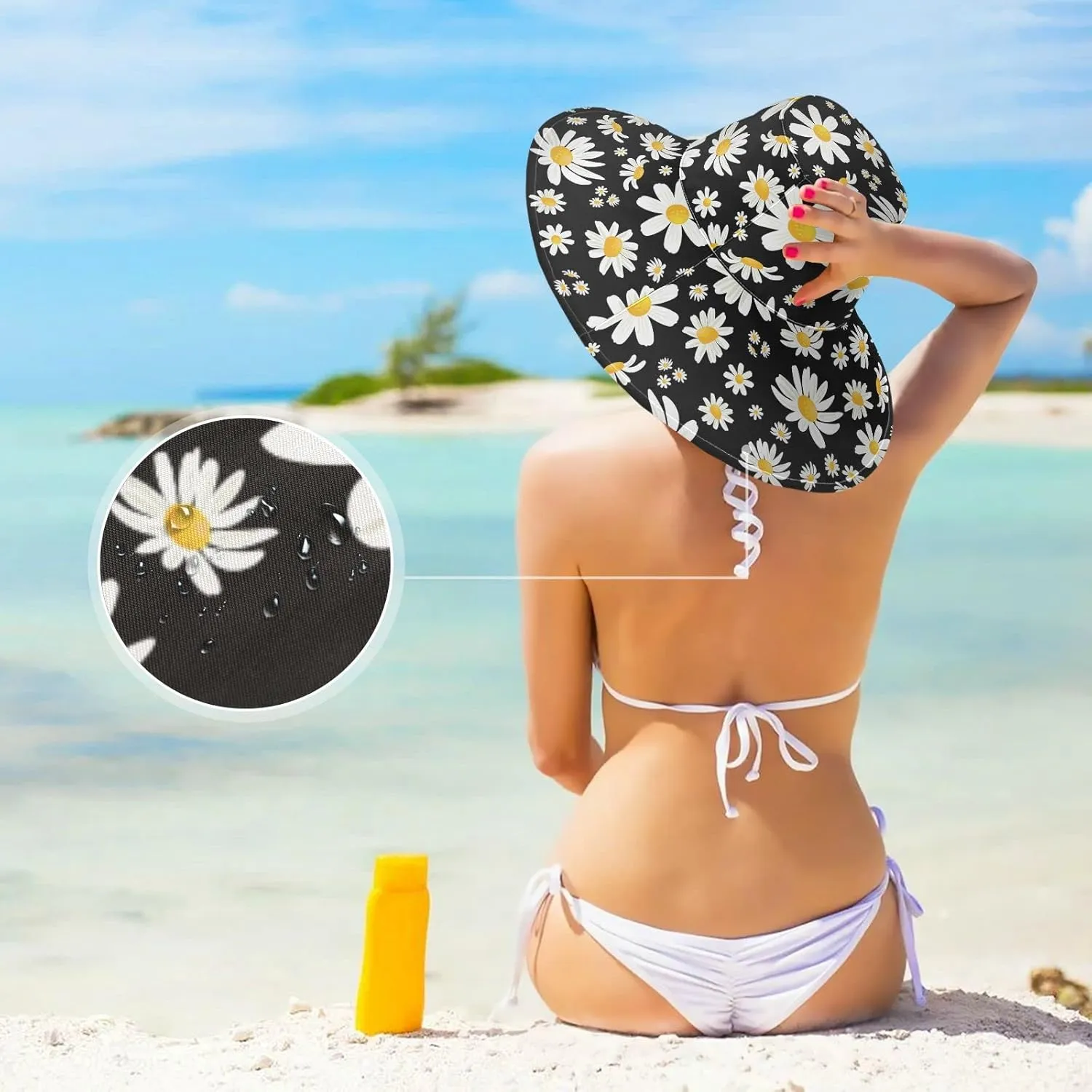 Pfrewn Women's Summer Wide Brim Sun Hats Waterproof Foldable Sun UV Protection Hat Gardening Hat for Garden