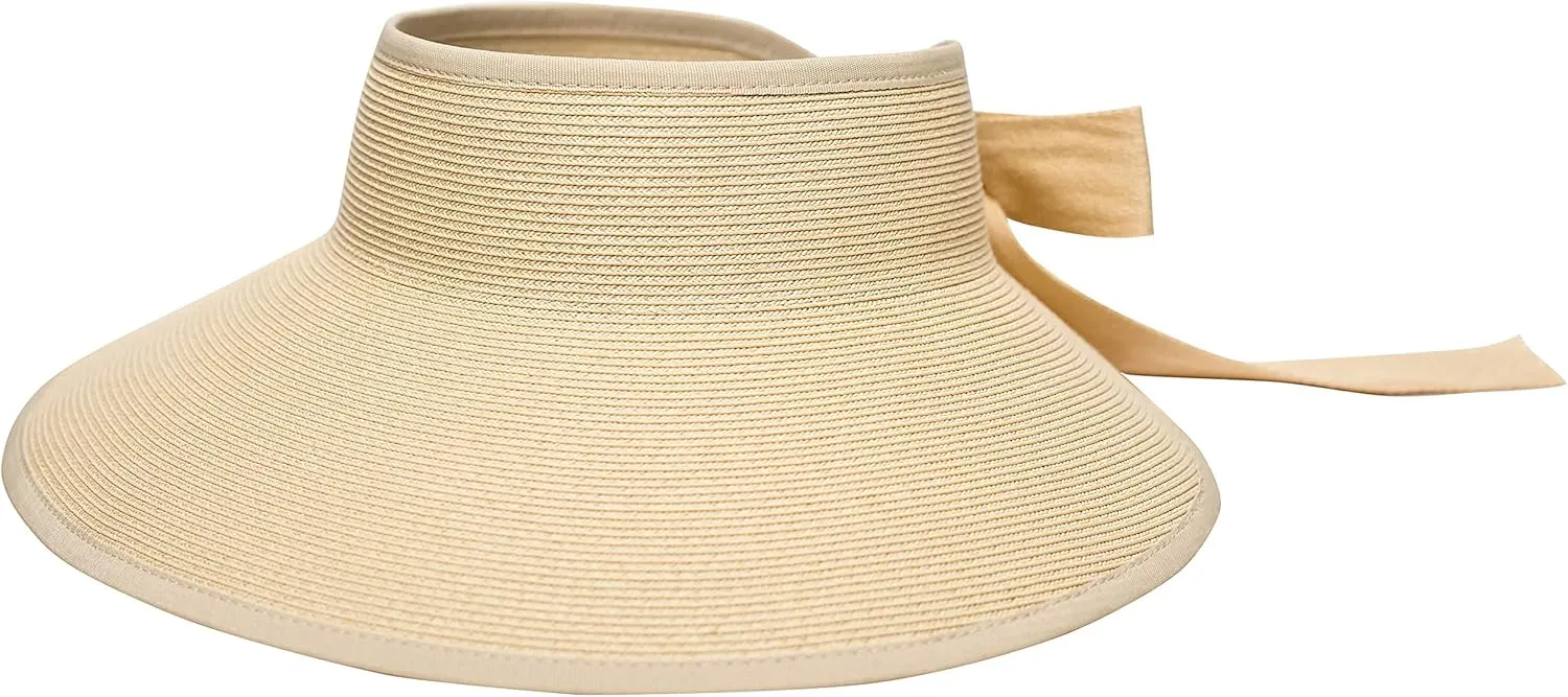 Pineapple&Star Vienna Visor Women’s Summer Sun Straw Packable UPF 50  Beach Hat