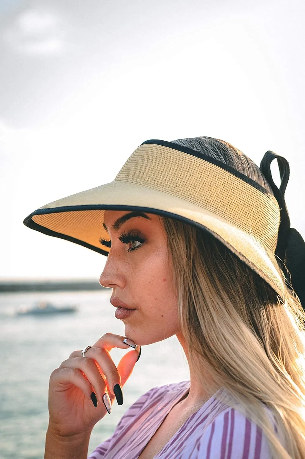 Pineapple&Star Vienna Visor Women’s Summer Sun Straw Packable UPF 50  Beach Hat