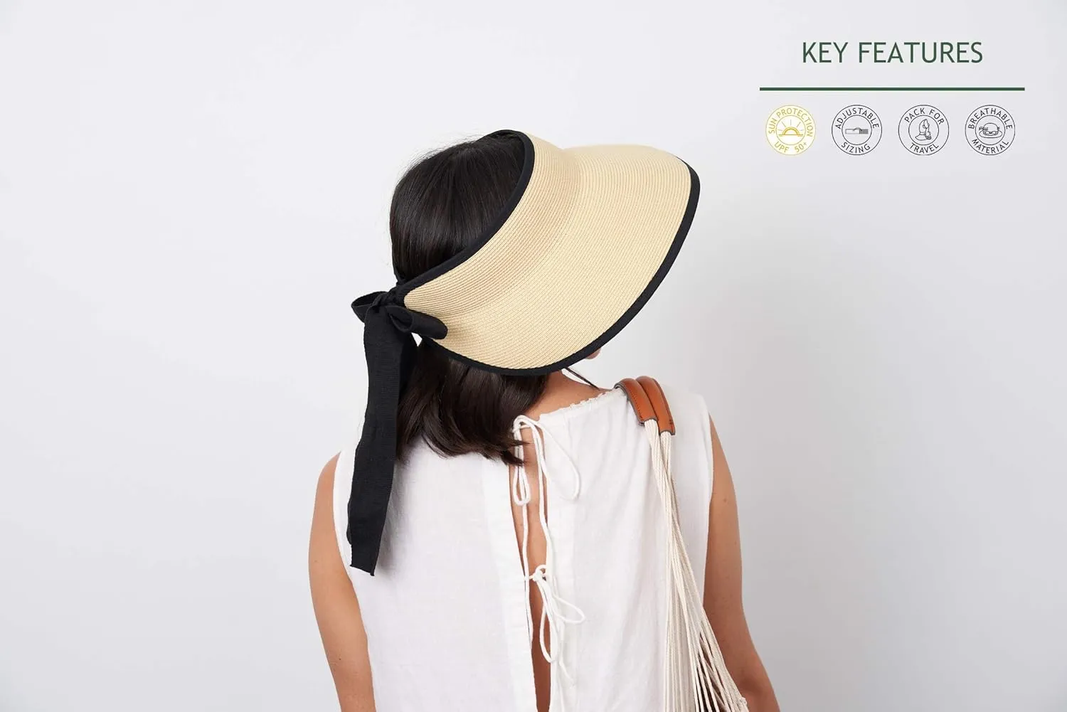 Pineapple&Star Vienna Visor Women’s Summer Sun Straw Packable UPF 50  Beach Hat