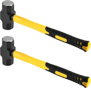 PINGEUI 2 Packs 3 lbs Sledge Hammer, 14 Inch Heavy Duty Drilling Hammer, Carbon Steel Crack Hammer with Shock Absorbent Handle for Construction, Home Improvement, Maintenance
