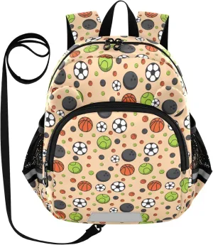 Plaaee Sport Ball Seamless Pattern Toddler Backpack Harness Leash Kids Back Pack Harnesses Leashes Tether for Boys Girls Outdoor Travel S