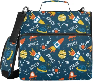 Planet Space Probe Binder Bag 3 Ring Binder Trapper Keeper Zipper Binders Organizer for Office