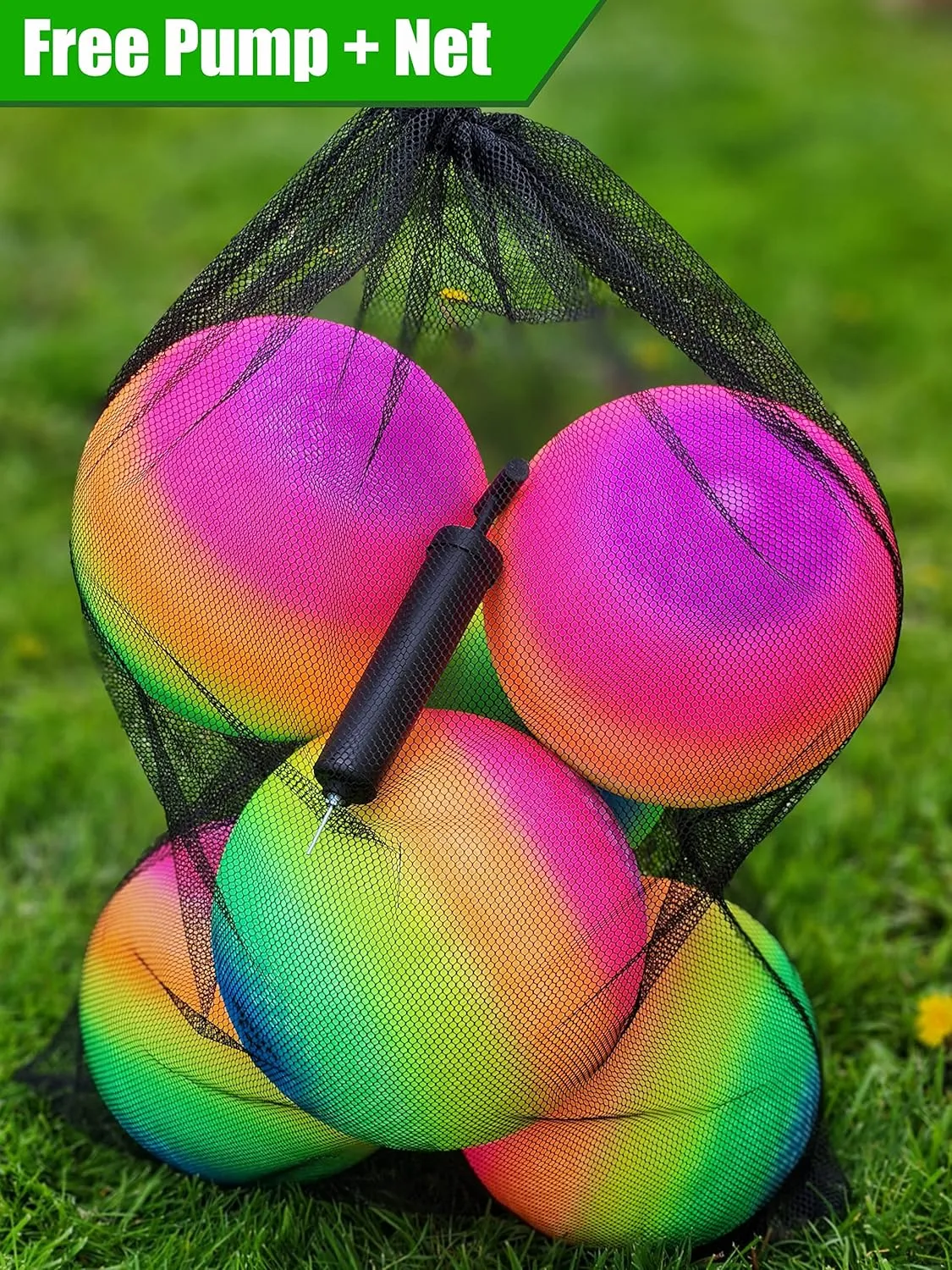 Playground Balls 8.5 Inch, Kickball Dodgeball for Kids and Adults - Bouncing Dodge Ball, Handball, Square Game for Outdoor & Indoor   Free Pump & Mesh Bag