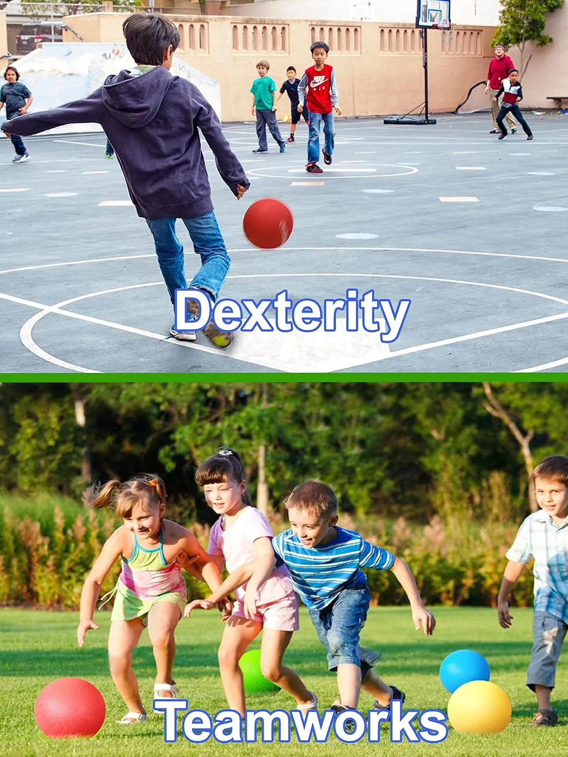 Playground Balls 8.5 Inch, Kickball Dodgeball for Kids and Adults - Bouncing Dodge Ball, Handball, Square Game for Outdoor & Indoor   Free Pump & Mesh Bag