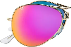 Polarized Folding Sunglasses – Scratch Resistant Lens Coating – Collapsible Frame – Premium Leather Case – Aviators