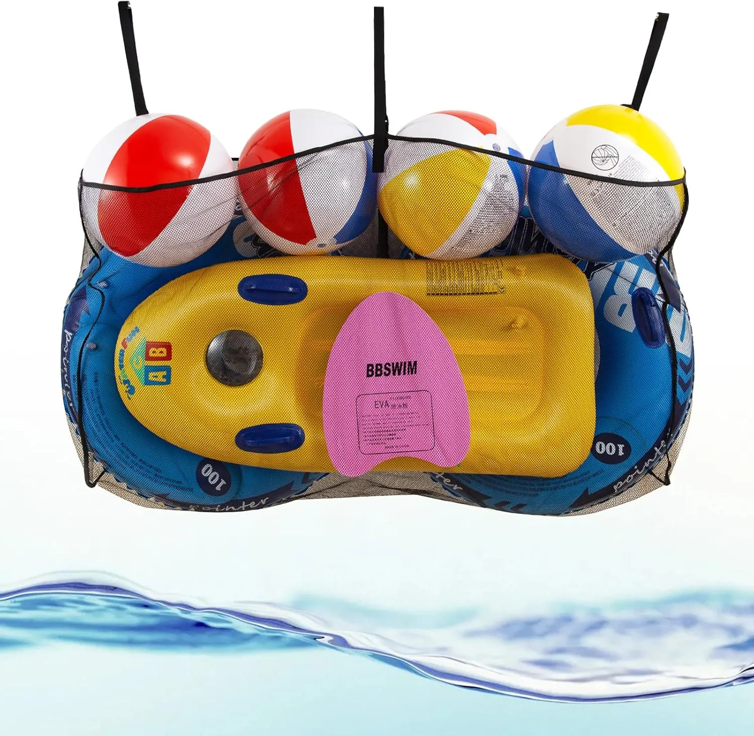 Pool Float Storage Bag,Pool Float Toy Storage Mesh Bag,Adjustable Pool Toy Hanging Mesh Organizer Net Bag for Rafts,Floats,Balls,Noodle,Water Inflatable Toys and Other Swimming Pool Accessories