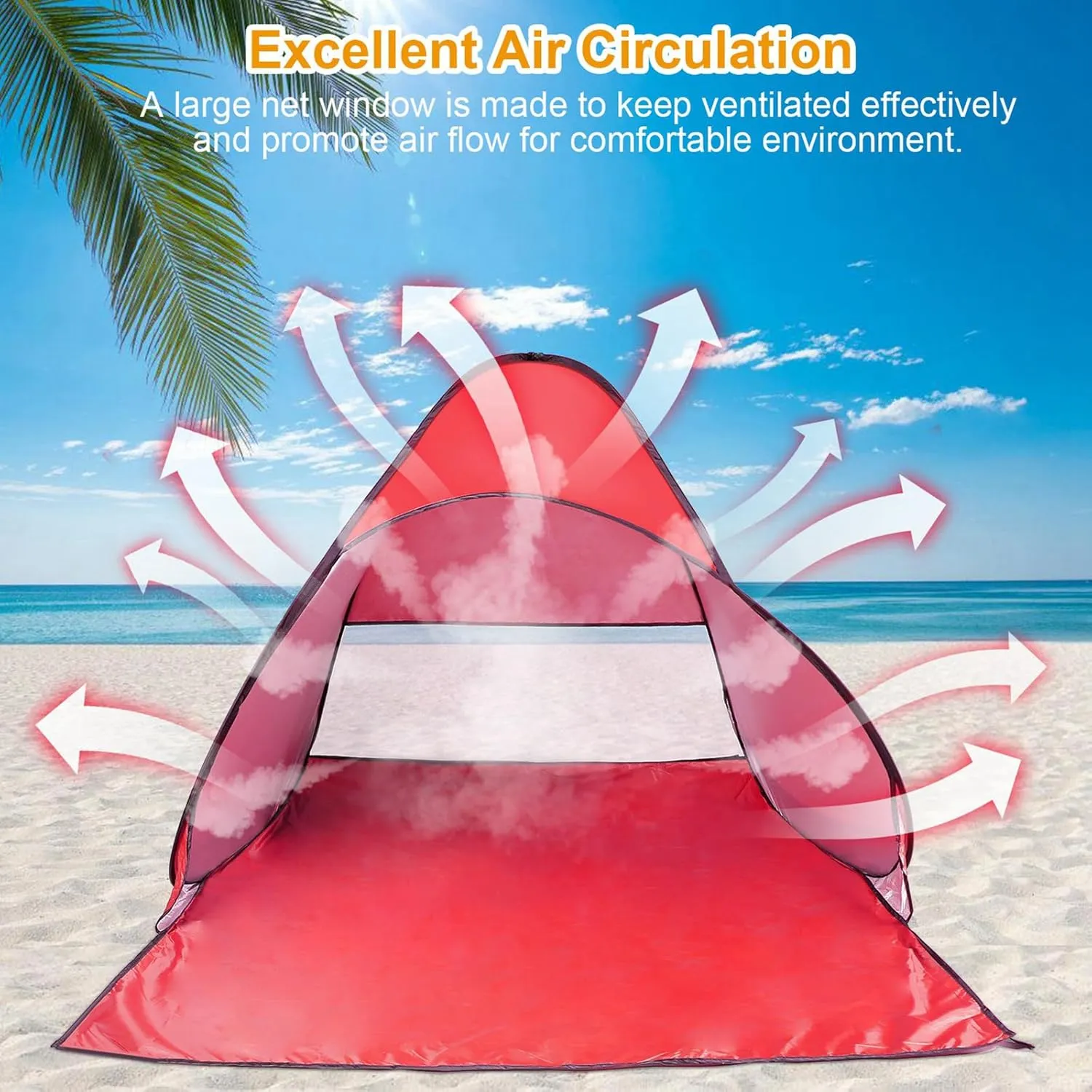 Pop Up Beach Tent for 2-3 Person, UPF50  Anti-UV Sun Shelter w/Storage Bag
