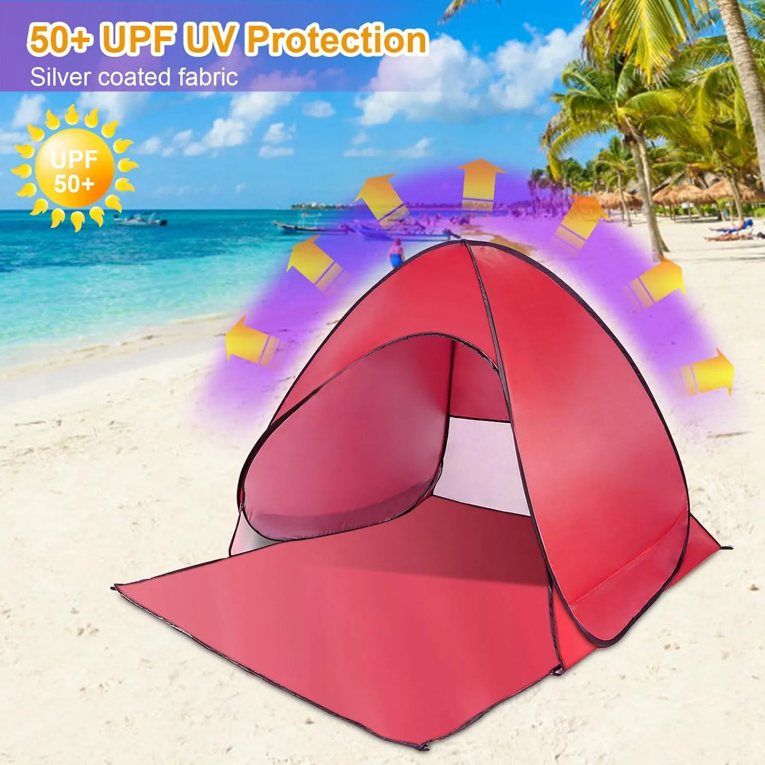 Pop Up Beach Tent for 2-3 Person, UPF50  Anti-UV Sun Shelter w/Storage Bag