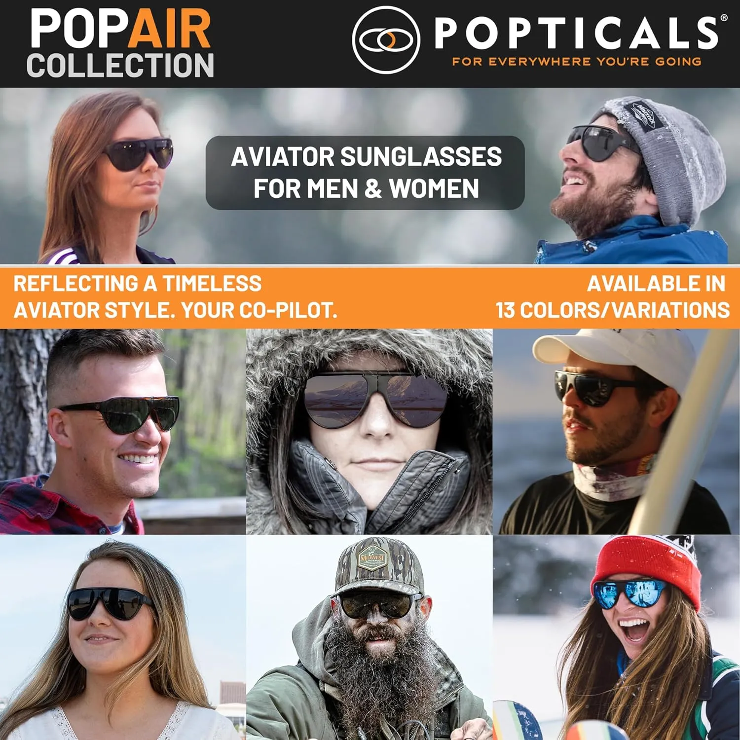 PopAir Foldable and Oversized Aviator Sunglasses for Women and Men