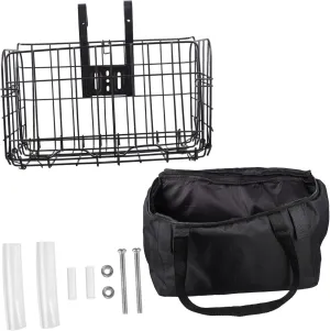 POPETPOP Sturdy Iron Bike Basket Detachable Front Hanging Basket for Mountain Bikes Large Canvas Bag