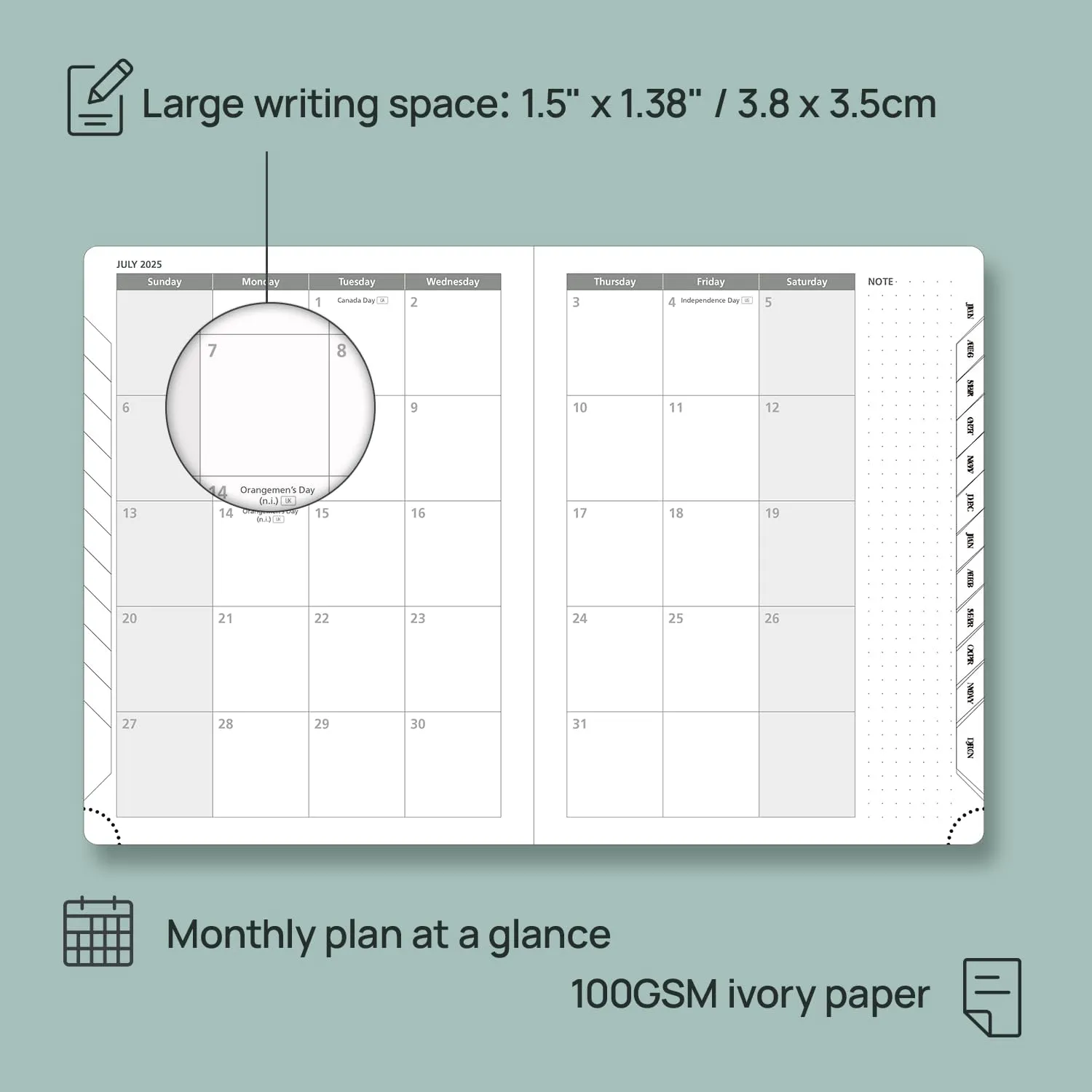 POPRUN Planner 2025-2026, (Medium 6.5'' x 8.5'' Hard Cover) Academic Calendar (July 25-June 26) Daily Weekly and Monthly Appointment Book with Hourly Time Slots, Monthly Tabs, 100 GSM - Midnight Green