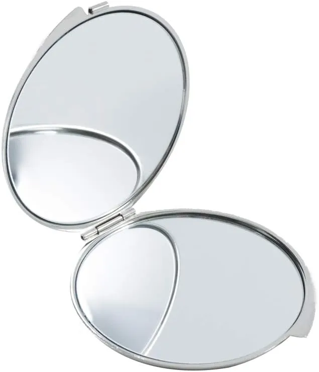 Portable Makeup Compact Double Magnifying Mirror Cosmestic Foldable Pocket Style Unique Mother of Pearl Design (Phoenix)