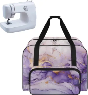 Portable Sewing Machine Carrying Case Tote Bag Purple Marble Sewing Machine Case with Pockets for Most Standard Singer, Brother, Janome