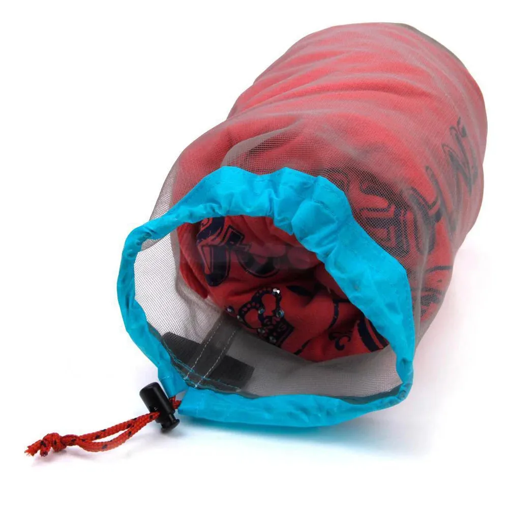 Portable Travel Camping Sports Ultralight Mesh Storage Bag Stuff Sack Drawstring Outdoor Camping Travel Storage Bag Outdoor Tool