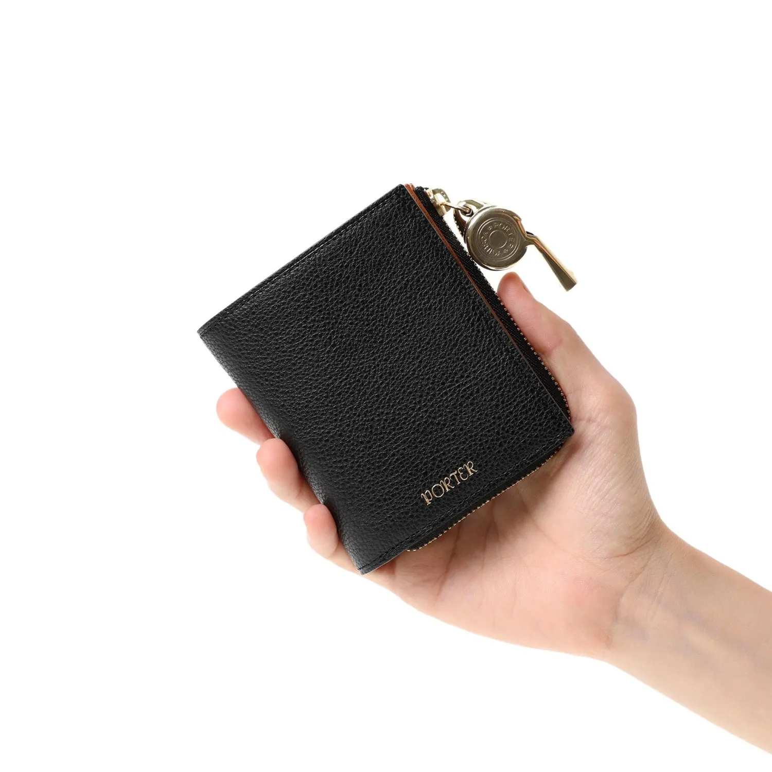 PORTER TONE Leather Bifold Wallet Compact Shrink Cowhide Made in Japan with ACME Whistle