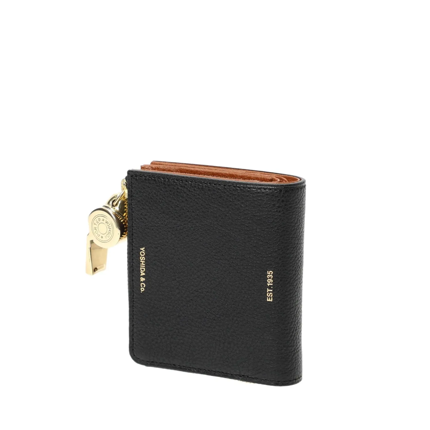 PORTER TONE Leather Bifold Wallet Compact Shrink Cowhide Made in Japan with ACME Whistle