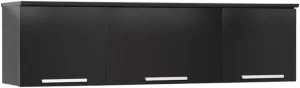 Prepac Coal Harbor Floating Cabinet, Wall Mounted Hutch with 3 Doors, Self Closing Hinges for Office, Living Room, and Bedroom Ideal for Storage and Organization, 12.5"D x 47.25"W x 13"H, Black