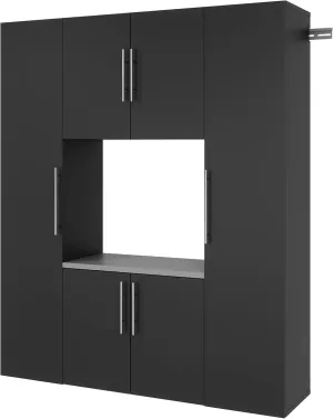 Prepac HangUps Work Storage Garage Cabinet, Laundry Cabinet, Wall Cabinet, Ideal for Garage Tools and Laundry Organization, Set Q, 4-Piece 60" W x 72" H x 16" D, Black