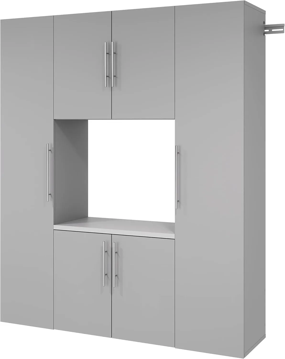 Prepac HangUps Work Storage Garage Cabinet, Laundry Cabinet, Wall Cabinet, Ideal for Garage Tools and Laundry Organization, Set Q, 4-Piece 60" W x 72" H x 16" D, Light Gray
